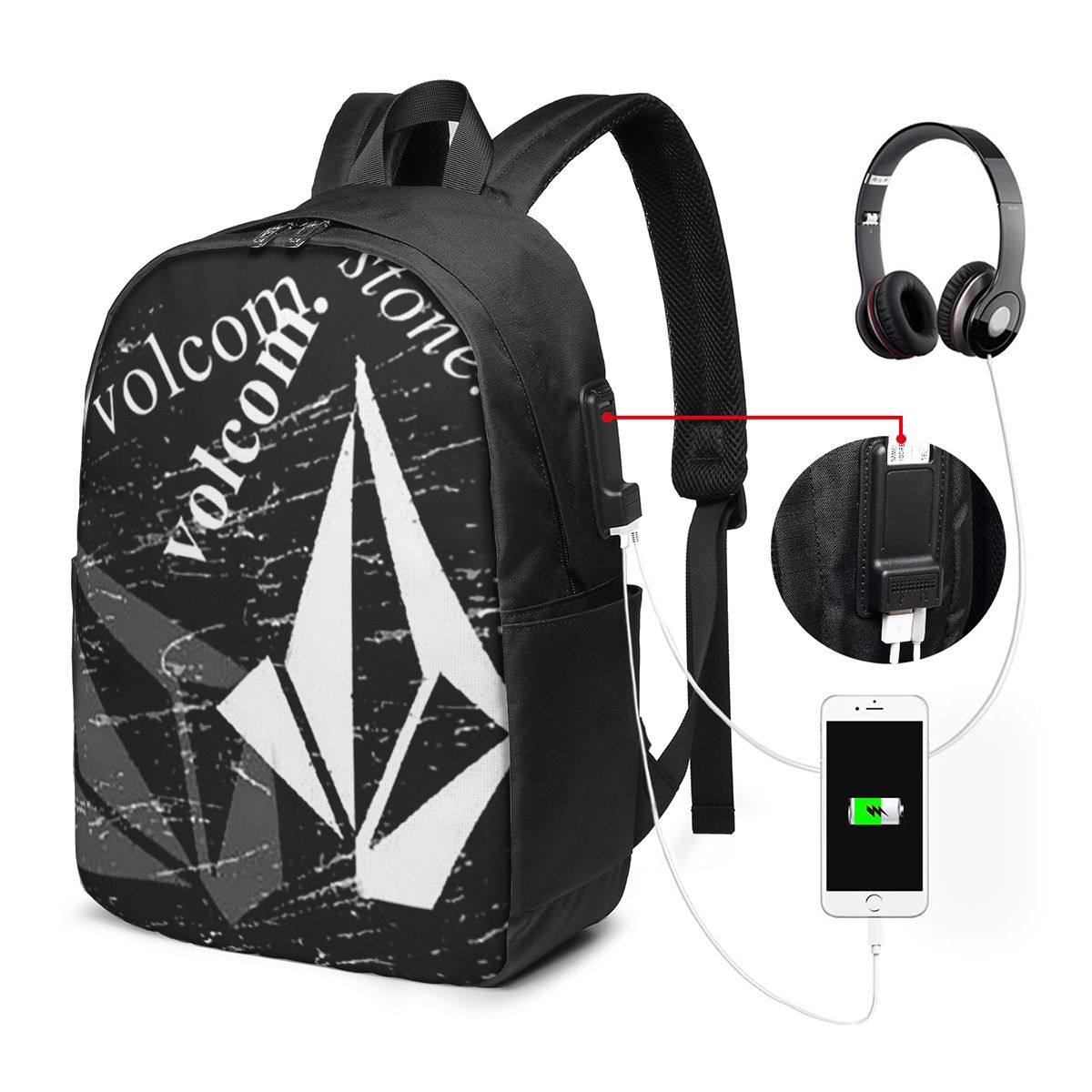 Laptops - V-Volcom Logo Backpack Travel Notebook Bag