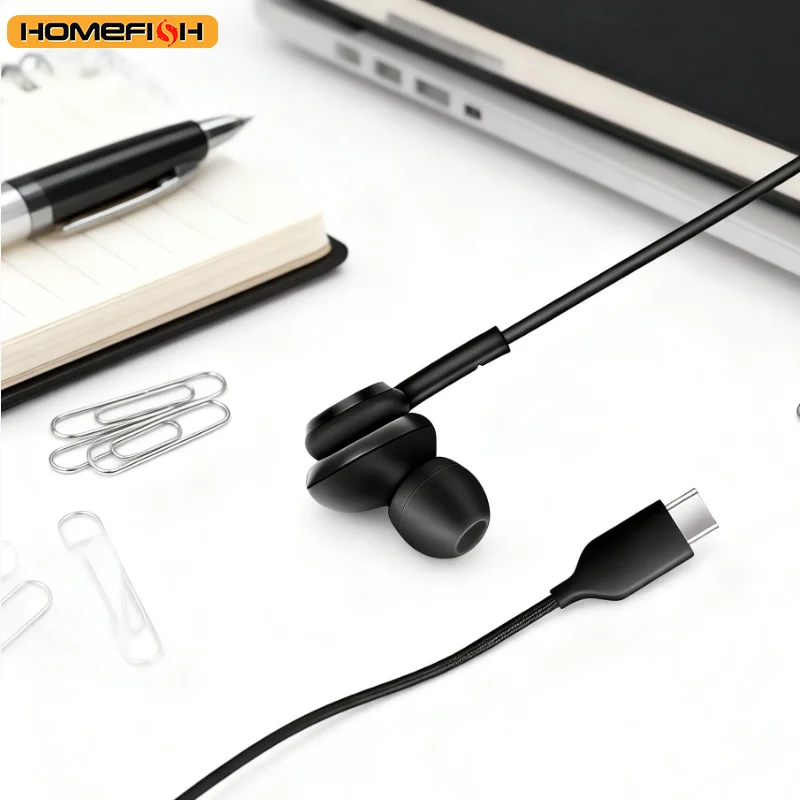 HOMEFISH USB-C Wired Earbuds I - Type C Wired Earphones With Mic recension och pris