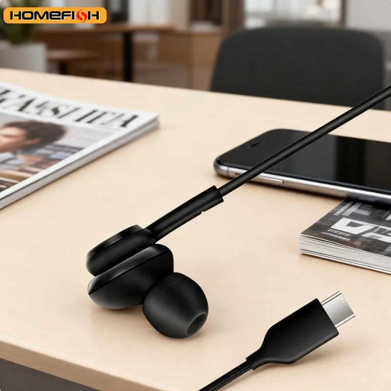 HOMEFISH USB-C Wired Earbuds I - Type C Wired Earphones With Mic recension och pris